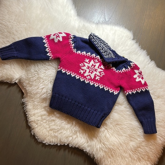 Chaps Pullover Sweater for Baby; Size 18 months; Navy Blue/Deep Magenta. - Picture 4 of 6